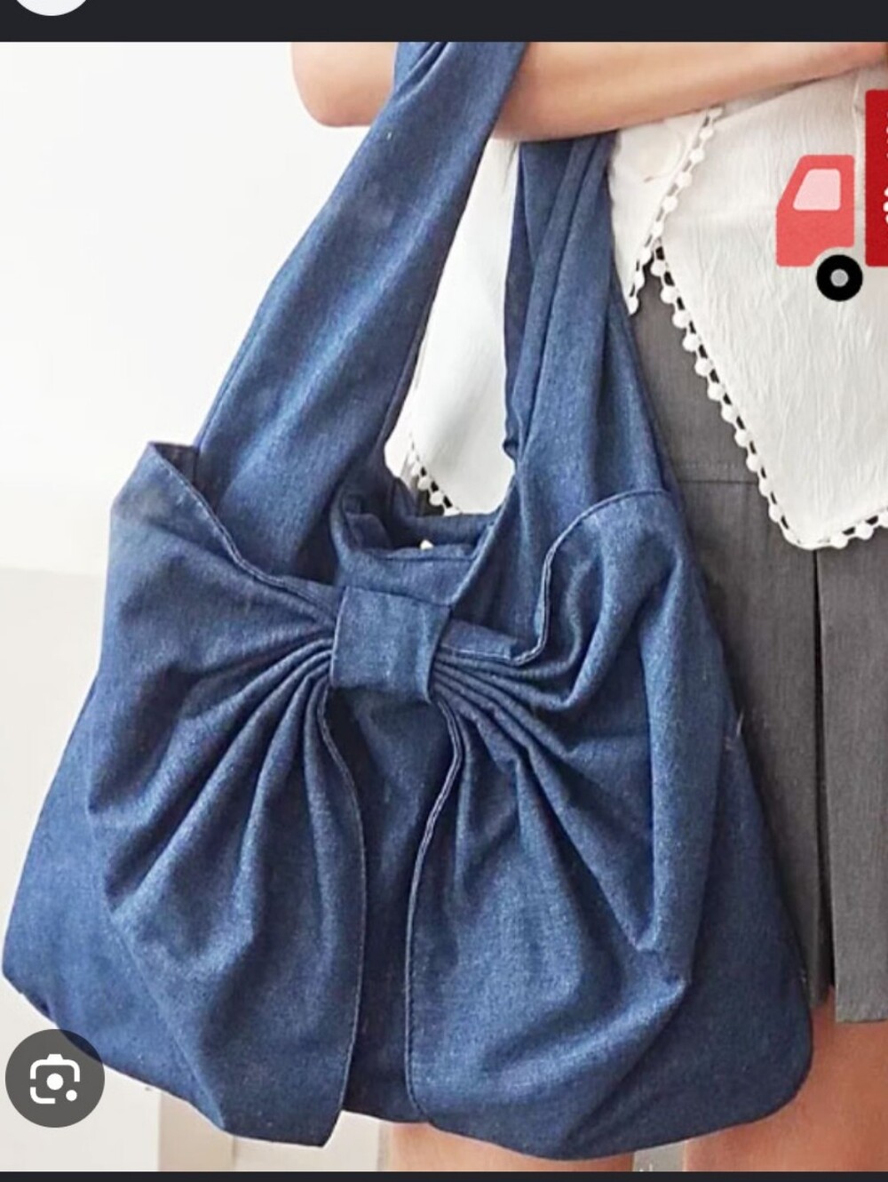 Denim Bow Tie Shoulder Bag